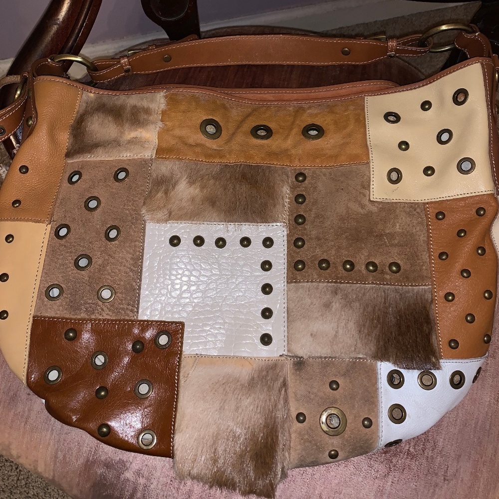Madonna Fur Patch and Leather with Studs